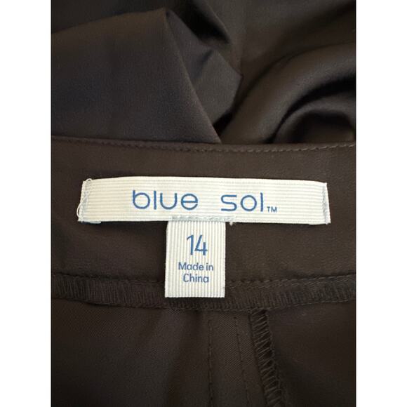 NWT Blue Sol Relaxed Fit, Size 14 Black Silky Cargo Pants, Pockets, Flat Front - Picture 3 of 5